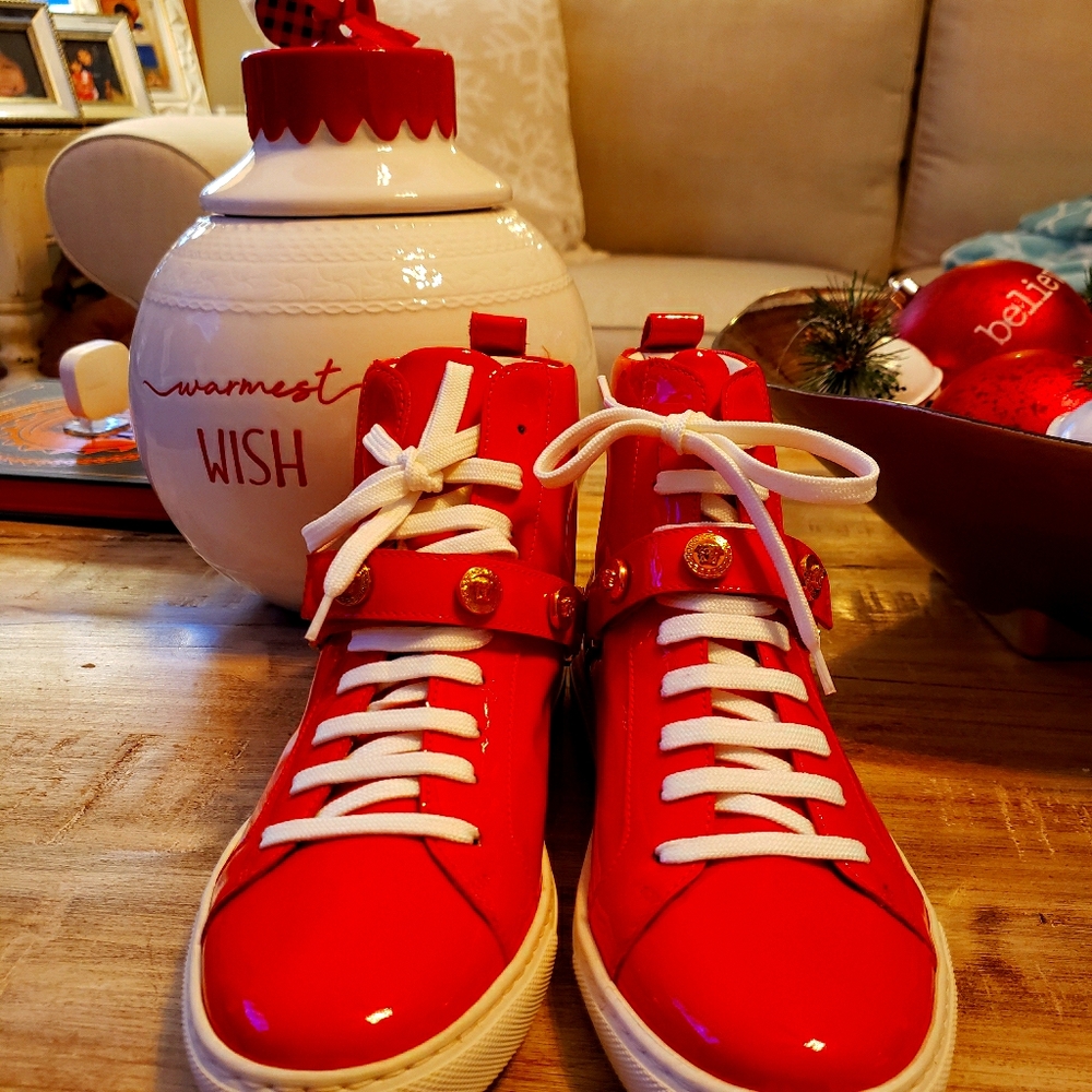 Versace red patent leather sneakers